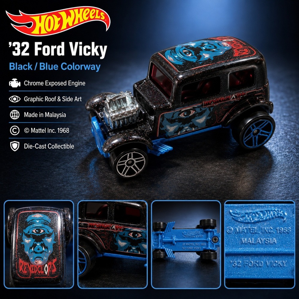 Hot Wheels 32 Ford Vicky Black Eye-Clops Street Show 2004 Diecast Car 1/64 Scale